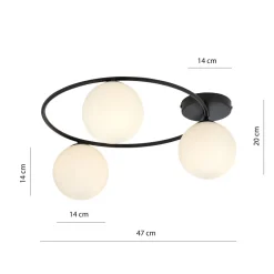 Deckenleuchten|Flurlampen*Emibig Deckenlampe Schwarz Weiß H: 20 cm Ø 47 cm LIBORIO