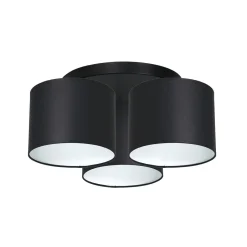 Luminex Deckenlampe Schwarz Weiß Stoff Metall Ø45 cm blendarm< Deckenleuchten|Flurlampen