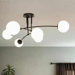 Easylight Deckenlampe Schwarz Weiß 6x E14 Modern Metall Glas< Deckenleuchten|Glaslampen