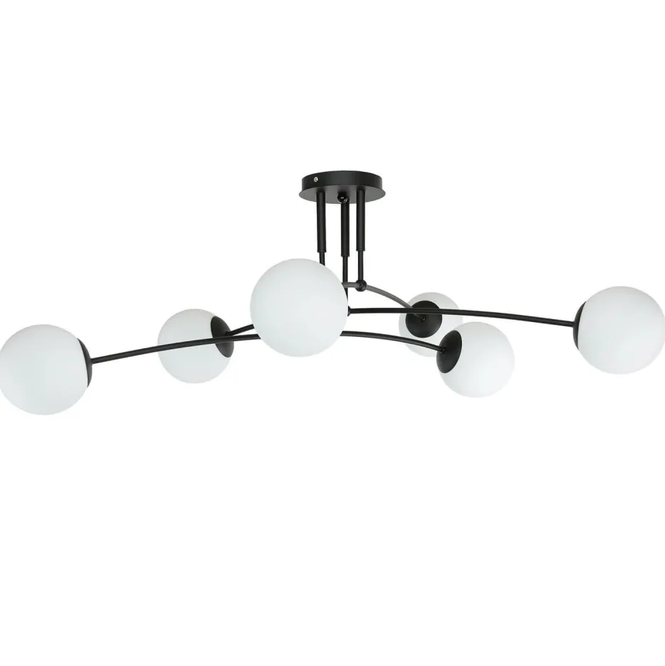 Easylight Deckenlampe Schwarz Weiß 6x E14 Modern Metall Glas< Deckenleuchten|Glaslampen