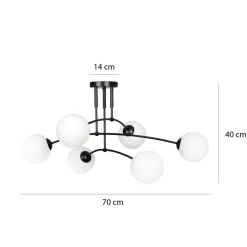 Easylight Deckenlampe Schwarz Weiß 6x E14 Modern Metall Glas< Deckenleuchten|Glaslampen