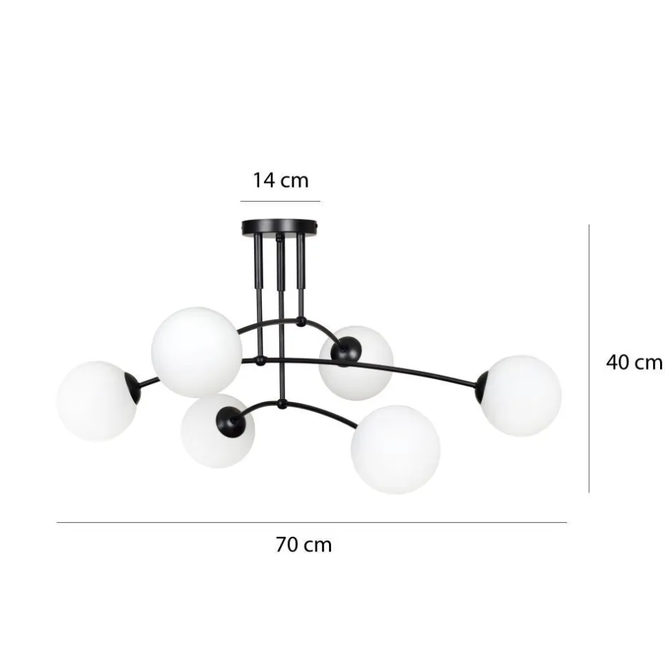 Easylight Deckenlampe Schwarz Weiß 6x E14 Modern Metall Glas< Deckenleuchten|Glaslampen