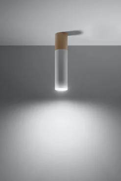 Küchenlampen|Lampen Aus Aller Welt*Sollux Deckenlampe Skandinavisch Metall Holz Weiß Natur Ø 6 cm