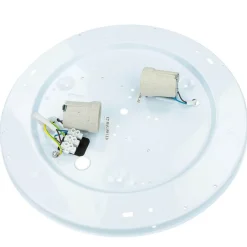 Lamkur Deckenlampe Stoff Ø 45 cm rund flach blendarm 2x E27< Stofflampen|Esszimmer Lampen