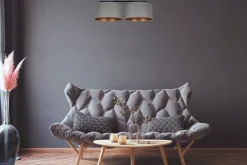 Bürolampen|Wohnzimmerlampen*Belis Deckenlampe Stoff blendarm Schwarz Grau Gold E27 70 cm