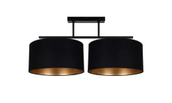 Belis Deckenlampe Stoff blendarm Schwarz Gold E27 70 cm lang< Bürolampen|Esszimmer Lampen