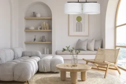 Wohnzimmerlampen|Stofflampen*Belis Deckenlampe Stoff blendarm Schwarz Weiß E27 L:70 cm