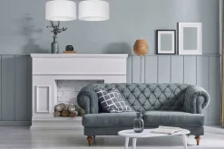 Wohnzimmerlampen|Stofflampen*Belis Deckenlampe Stoff blendarm Schwarz Weiß E27 L:70 cm