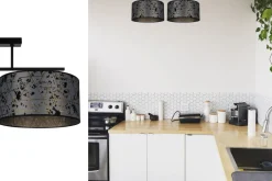 Belis Deckenlampe Stoff blendarm Schwarz Grau Muster 70 cm< Bürolampen|Wohnzimmerlampen