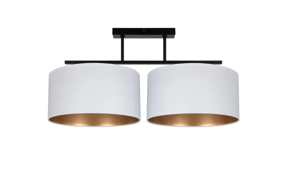 Belis Deckenlampe Stoff blendarm Schwarz Weiß Gold E27 70 cm< Flurlampen|Bürolampen