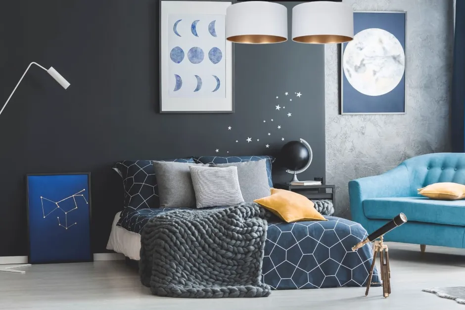 Belis Deckenlampe Stoff blendarm Schwarz Weiß Gold E27 70 cm< Flurlampen|Bürolampen