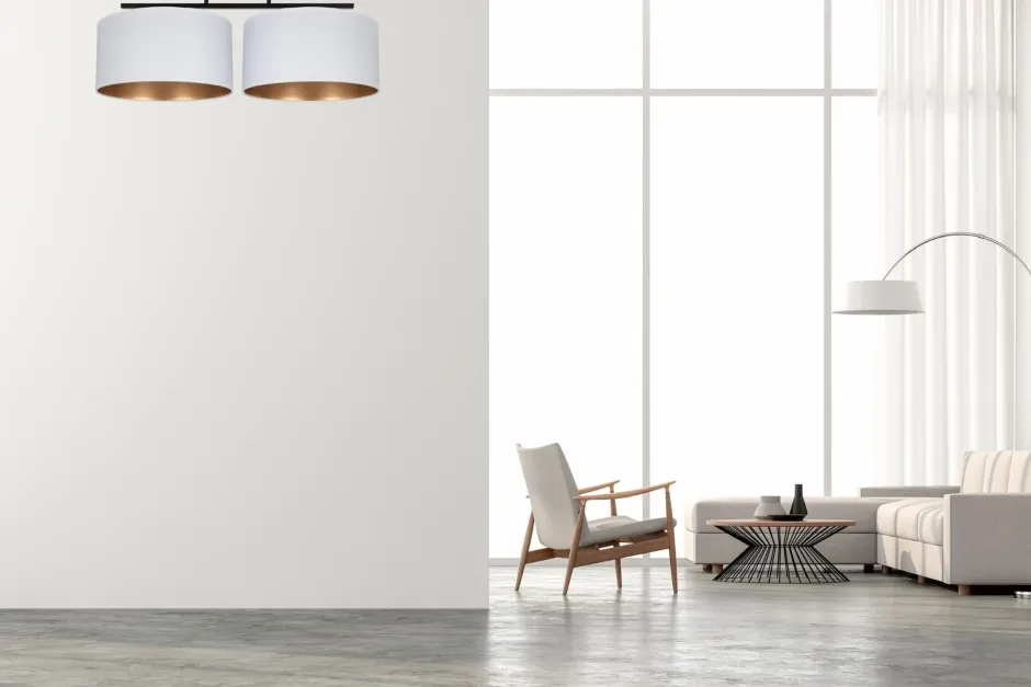 Belis Deckenlampe Stoff blendarm Schwarz Weiß Gold E27 70 cm< Flurlampen|Bürolampen