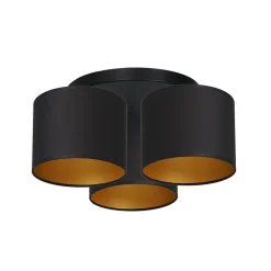 Luminex Deckenlampe Stoff Metall Schwarz Gold Ø45 cm blendarm< Deckenleuchten|Flurlampen