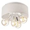 Lamkur Deckenlampe Stoff Metall 4x E27 Ø 35 cm Beige Chrom< Deckenleuchten|Flurlampen