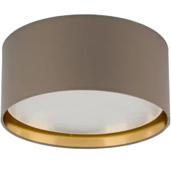 TK Lighting Deckenlampe Stoff rund Ø 45 cm Beige Gold blendarm< Deckenleuchten|Flurlampen