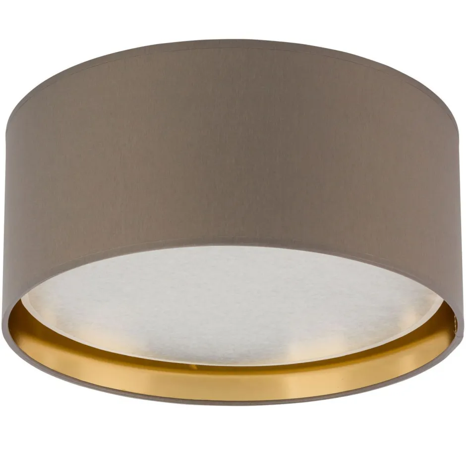 TK Lighting Deckenlampe Stoff rund Ø 45 cm Beige Gold blendarm< Deckenleuchten|Flurlampen