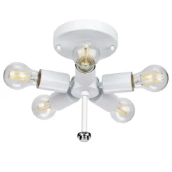 Elstead Deckenlampe Stoff Schirm in Creme Chrom rund 66 cm< Deckenleuchten|Flurlampen