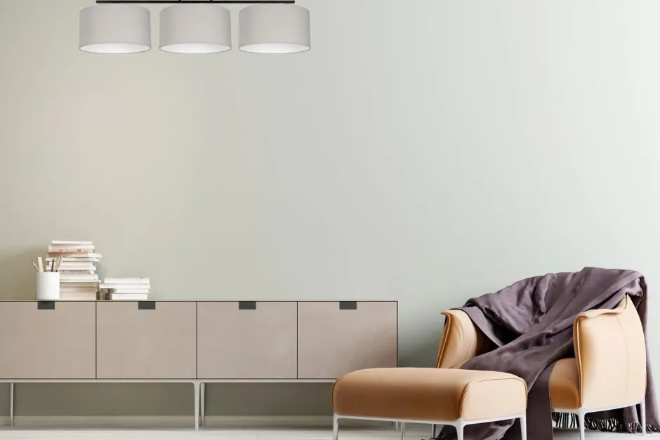 Belis Deckenlampe Stoff Schwarz Grau Weiß E27 100 cm< Bürolampen|Wohnzimmerlampen