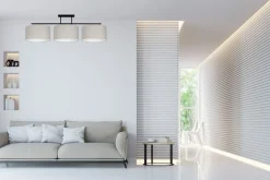 Belis Deckenlampe Stoff Schwarz Grau Weiß E27 100 cm< Bürolampen|Wohnzimmerlampen