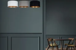 Belis Deckenlampe Stoff Weiß Graphit Schwarz E27 100 cm lang< Bürolampen|Wohnzimmerlampen