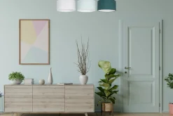 Bürolampen|Wohnzimmerlampen*Belis Deckenlampe Stoff Weiß Mint Grün E27 L:100 cm blendarm