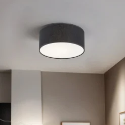 TK Lighting Deckenlampe Stoffschirm Ø31 cm rund E27 in Schwarz< Deckenleuchten|Flurlampen