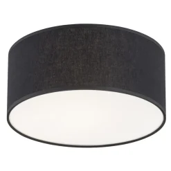 TK Lighting Deckenlampe Stoffschirm Ø31 cm rund E27 in Schwarz< Deckenleuchten|Flurlampen