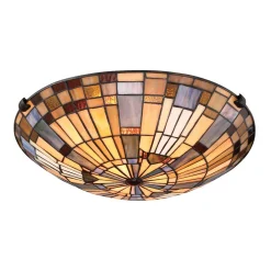 Deckenleuchten|Flurlampen*Elstead Deckenlampe Tiffany Stil rund Ø 40,7 cm Metall Glas 2x E27