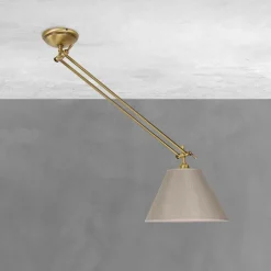 Giovanni Battista Deckenlampe verstellbar Messing Stoff in Bronze Beige E27< Deckenleuchten|Schlafzimmer Lampen