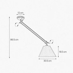 Giovanni Battista Deckenlampe verstellbar Messing Stoff in Bronze Beige E27< Deckenleuchten|Schlafzimmer Lampen