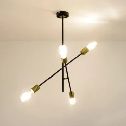 Deckenleuchten|Retro Lampen*WOFI Deckenlampe verstellbar Retro 4x E27 Metall Schwarz