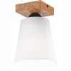 Lamkur Deckenlampe Weiß Ø 15 cm H: 21 cm klein Stoff Holz Modern< Deckenleuchten|Flurlampen