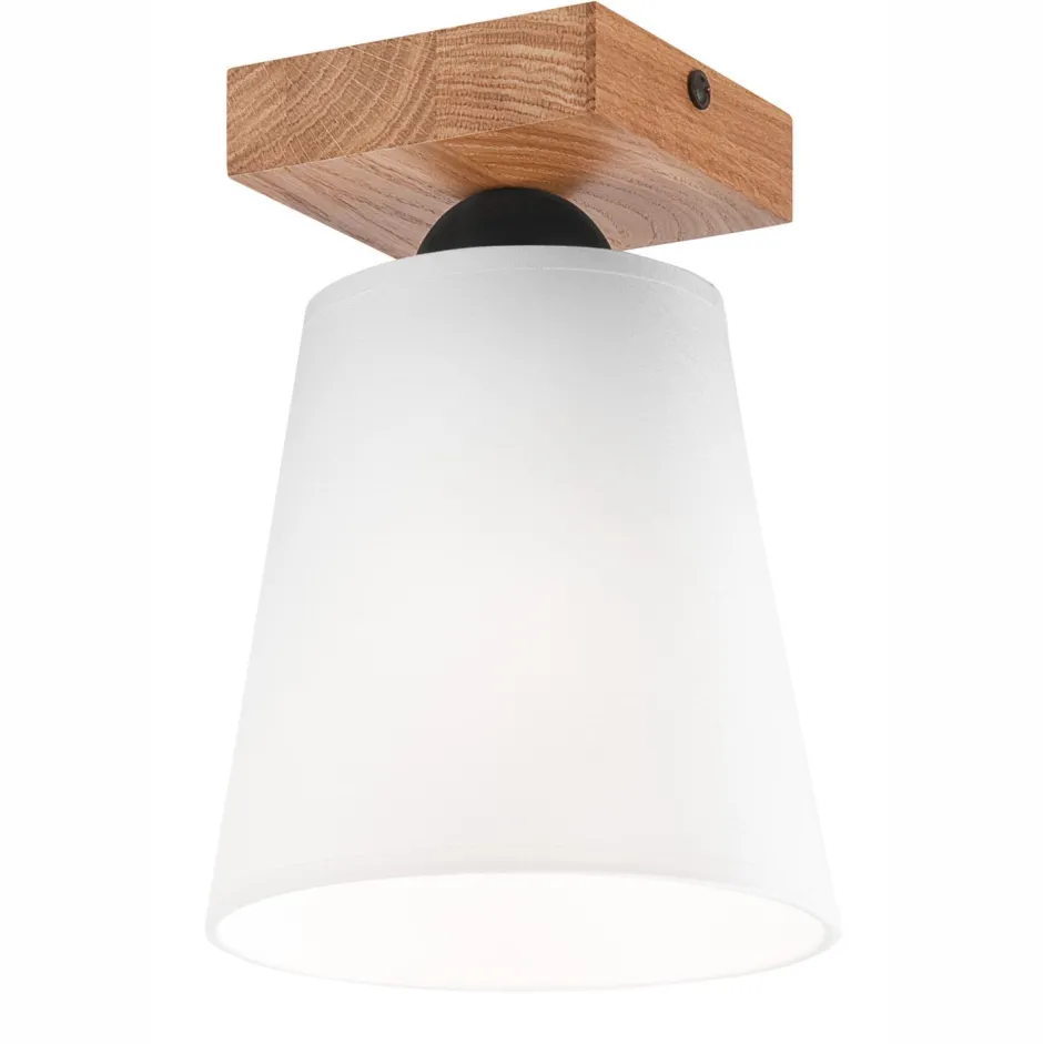 Lamkur Deckenlampe Weiß Ø 15 cm H: 21 cm klein Stoff Holz Modern< Deckenleuchten|Flurlampen