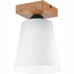 Lamkur Deckenlampe Weiß Ø 15 cm H: 21 cm klein Stoff Holz Modern< Deckenleuchten|Flurlampen