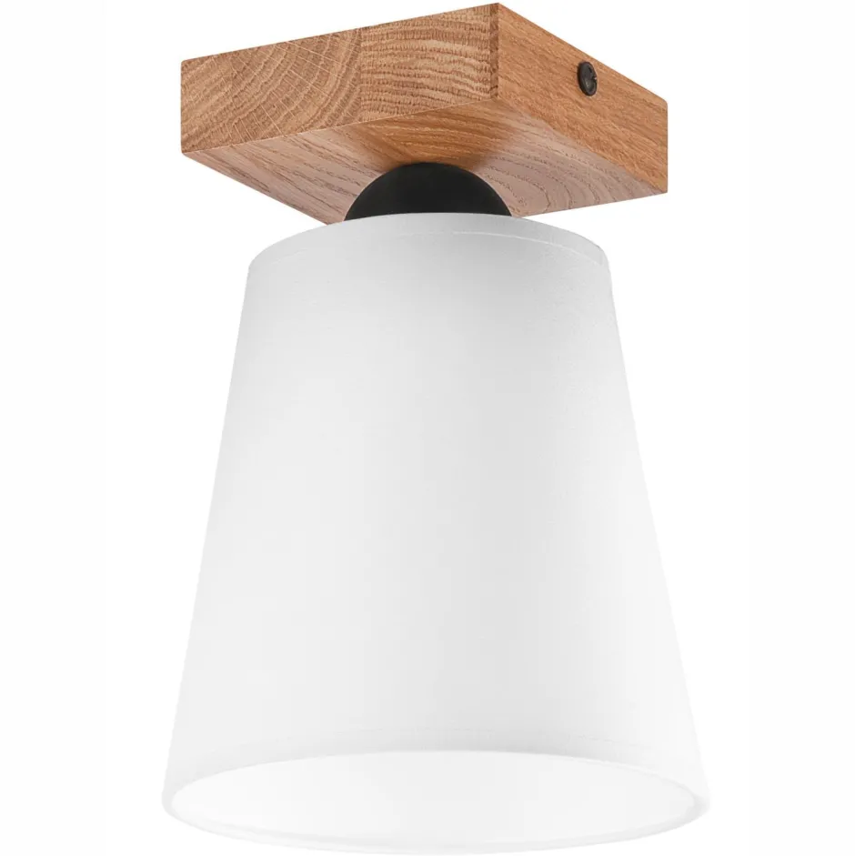 Lamkur Deckenlampe Weiß Ø 15 cm H: 21 cm klein Stoff Holz Modern< Deckenleuchten|Flurlampen