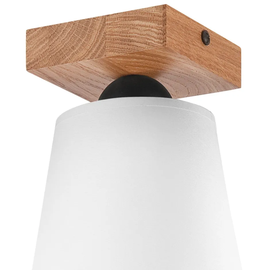 Lamkur Deckenlampe Weiß Ø 15 cm H: 21 cm klein Stoff Holz Modern< Deckenleuchten|Flurlampen