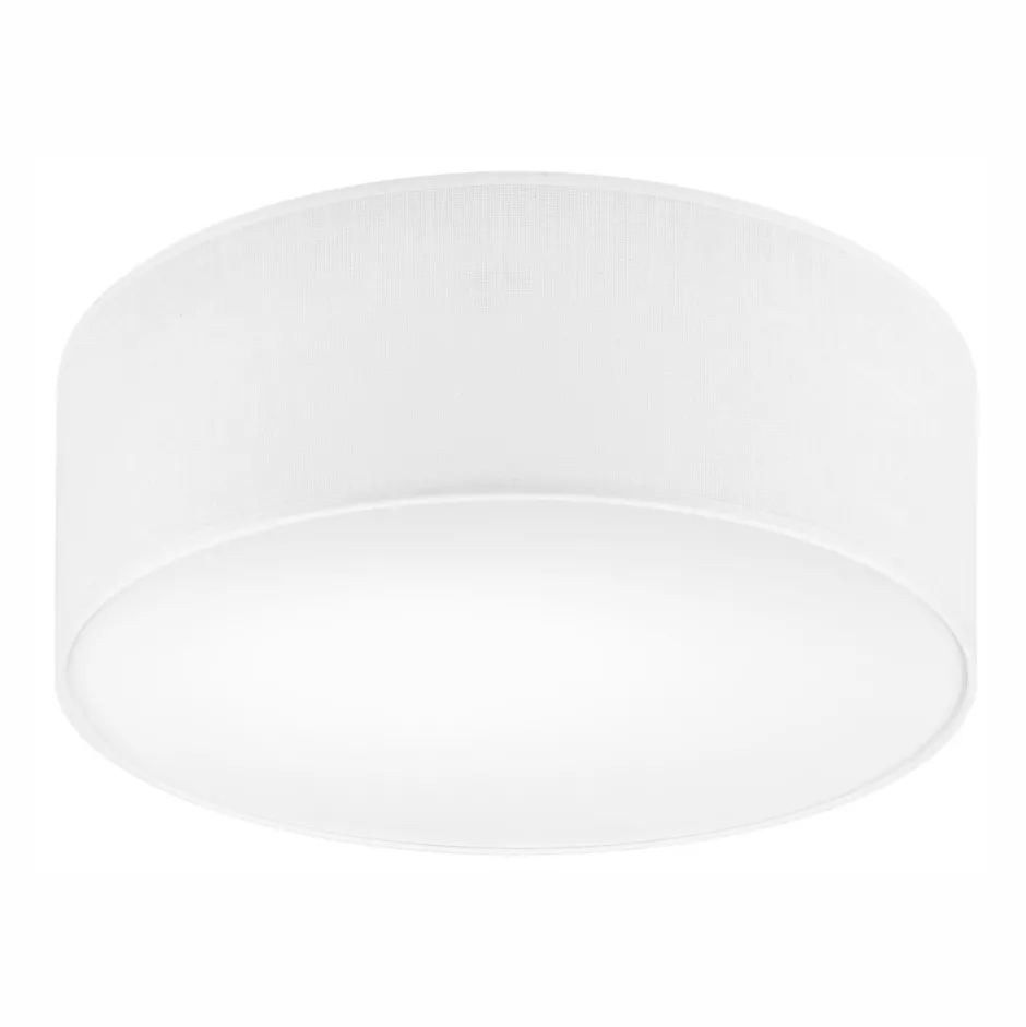 Lamkur Deckenlampe Weiß Ø 35 cm rund flach Stoff blendarm E27< Deckenleuchten|Flurlampen