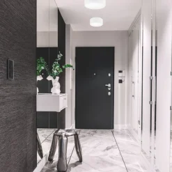 Lamkur Deckenlampe Weiß Ø 35 cm rund flach Stoff blendarm E27< Deckenleuchten|Flurlampen