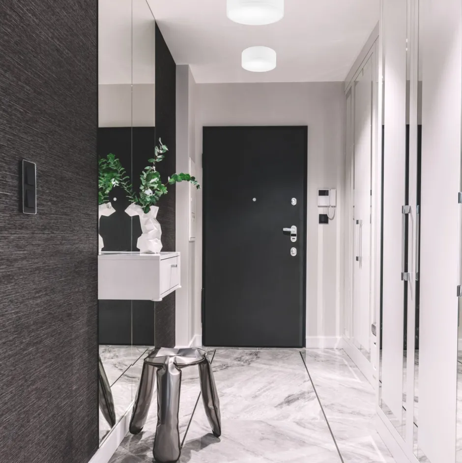 Lamkur Deckenlampe Weiß Ø 35 cm rund flach Stoff blendarm E27< Deckenleuchten|Flurlampen