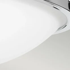 Deckenleuchten|Flurlampen*Elstead Deckenlampe Weiß Chrom rund Ø32cm E27 Glas Metall