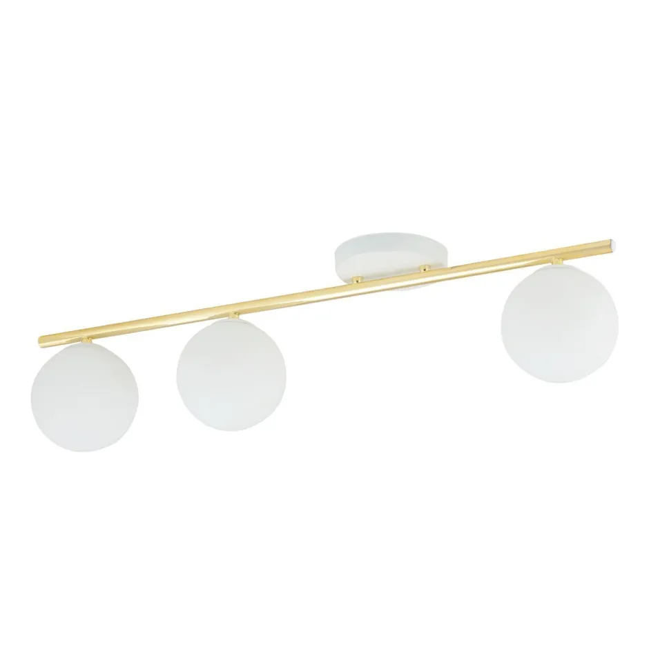 Deckenleuchten|Flurlampen*Emibig Deckenlampe Weiß Gold 80 cm Glas Metall dekorativ