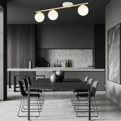 Deckenleuchten|Flurlampen*Emibig Deckenlampe Weiß Gold 80 cm Glas Metall dekorativ