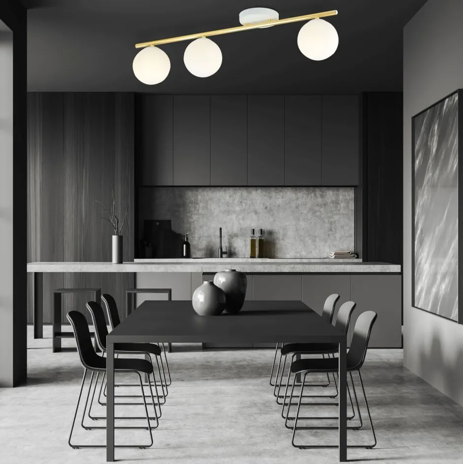 Deckenleuchten|Flurlampen*Emibig Deckenlampe Weiß Gold 80 cm Glas Metall dekorativ