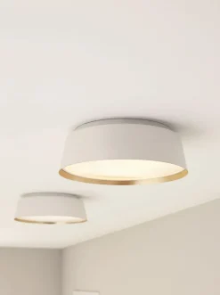 Elstead Deckenlampe Weiß Gold Ø37cm rund Modern Metall ZENU< Deckenleuchten|Flurlampen