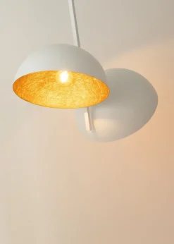 Deckenleuchten|Wohnzimmerlampen*Sigma Deckenlampe Weiß Gold Metall L:90 cm E27 dekorativ