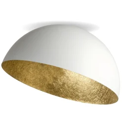 Schlafzimmer Lampen|Esszimmer Lampen*Sigma Deckenlampe Weiß Gold Metall Loft rund Ø35 cm dekorativ