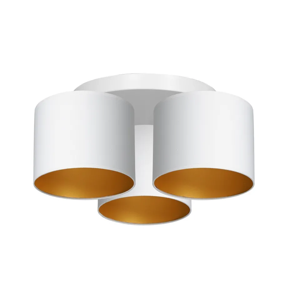 Deckenleuchten|Flurlampen*Luminex Deckenlampe Weiß Gold Stoff Metall E27 Ø45 cm blendarm