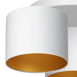 Deckenleuchten|Flurlampen*Luminex Deckenlampe Weiß Gold Stoff Metall E27 Ø45 cm blendarm