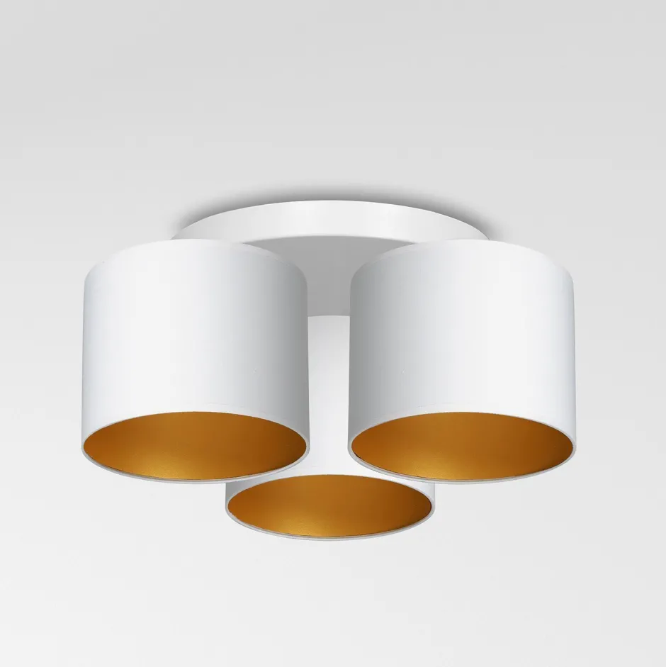 Deckenleuchten|Flurlampen*Luminex Deckenlampe Weiß Gold Stoff Metall E27 Ø45 cm blendarm