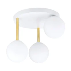 Deckenleuchten|Bürolampen*Emibig Deckenlampe Weiß Gold 3x E14 Glas Metall blendarm